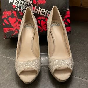 Fergalicious by Fergie Beige or cream studded Heels size 9.5